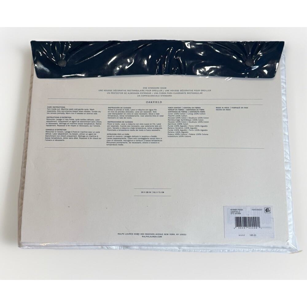 Ralph Lauren Oakfield Full Queen Standard Size Sham White 100 Percent Cotton - Picture 2 of 5